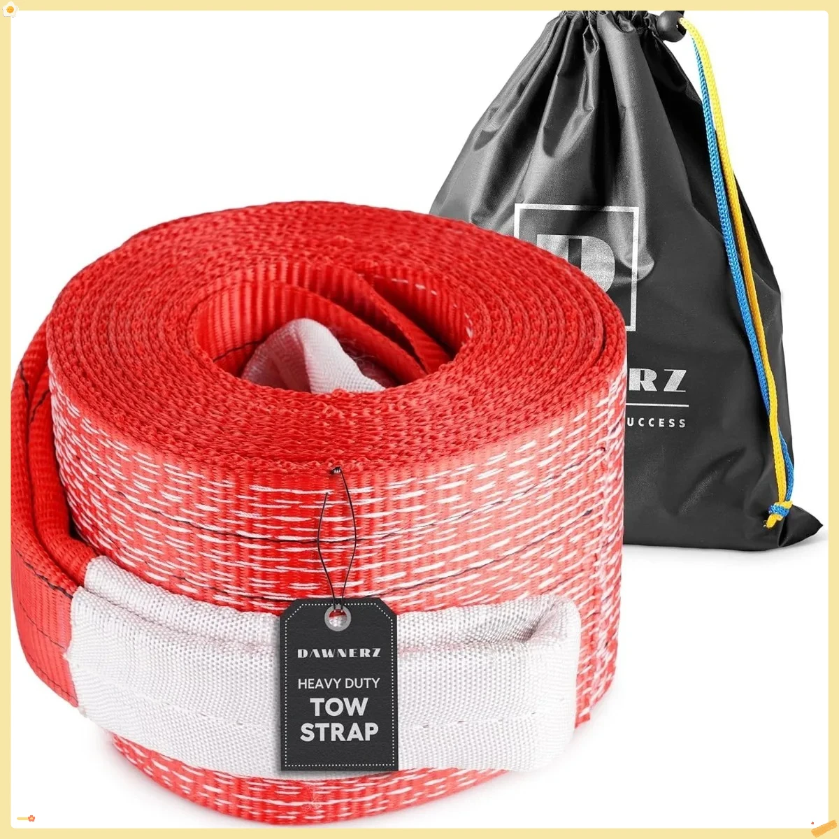 Tow Rope Heavy Duty 30ft 85000 lbs Minimum Break Strength - Recovery Strap 42 US Tons 9m for Trucks and Buses