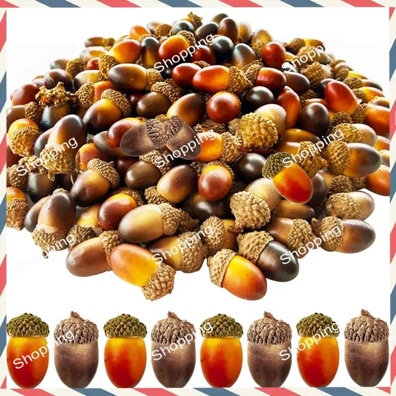 M20K 200 個ミニ人工ドングリ、秋の感謝祭ハロウィーンの装飾用の天然キャップ付きバルク、結婚式の装飾使いやすい