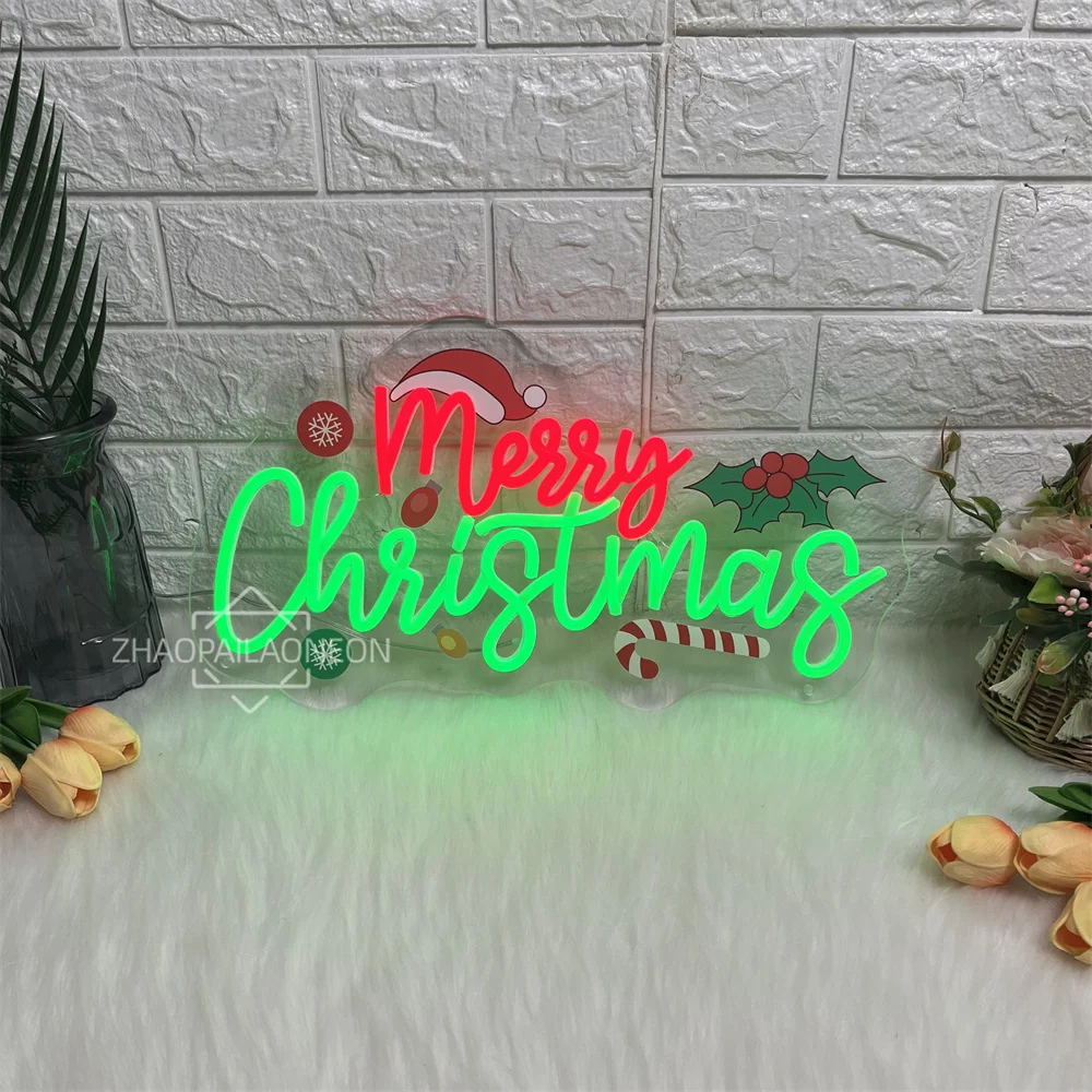 عيد ميلاد سعيد Led النيون تسجيل غرفة المنزل حفلة وحدة إضاءة LED جداريّة ديكور السنة الجديدة الديكور أضواء النيون عيد الميلاد تخصيص الهدايا #6