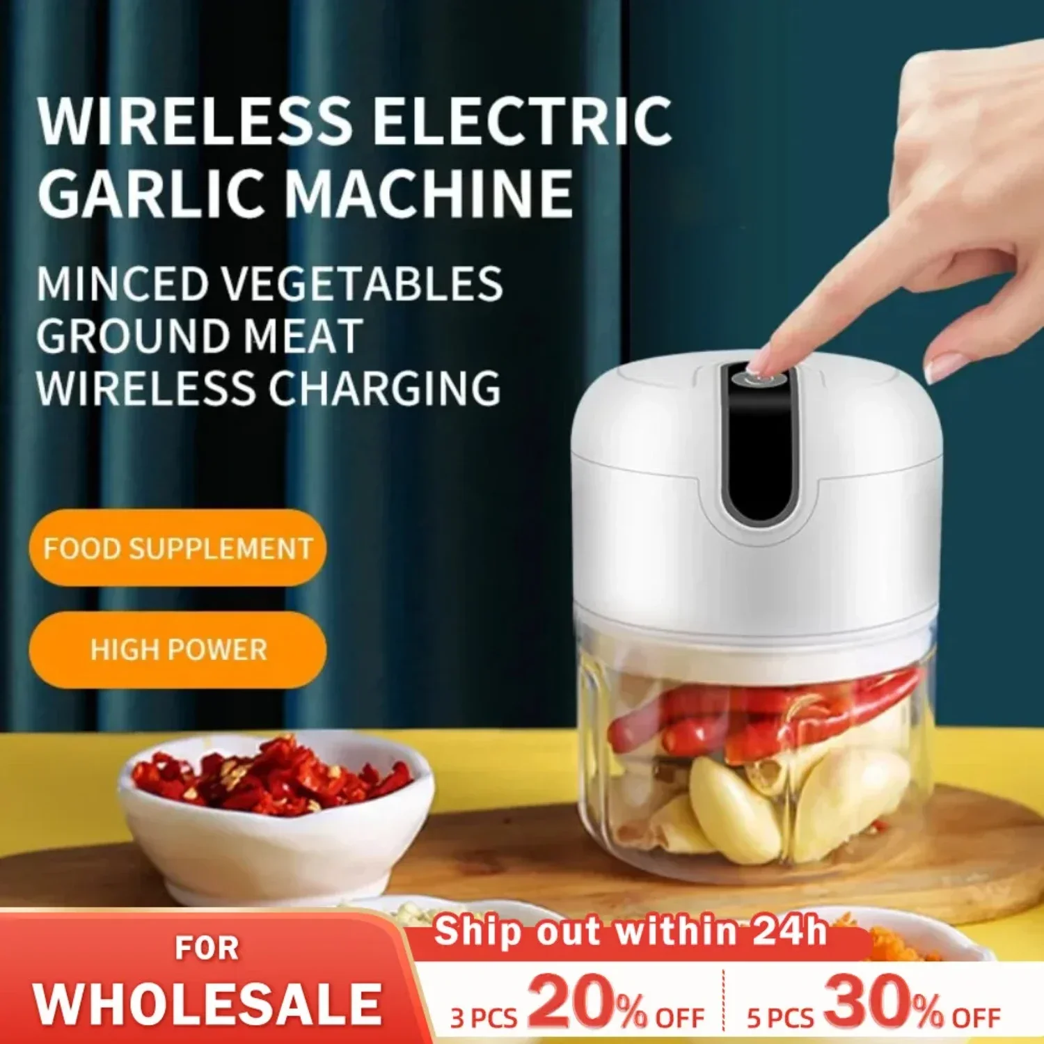 

Efficient, compact, and versatile mini portable USB charged vegetable chopper and meat grinder - Convenient multi-function garli