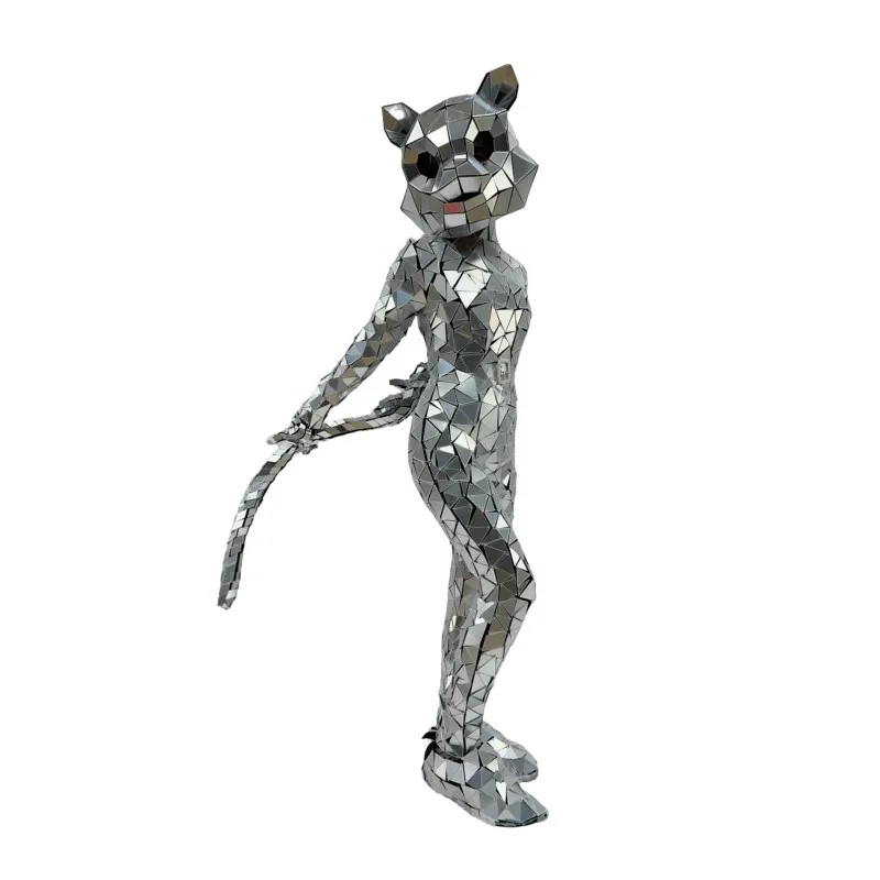 Party Perform Silver Mirror Costume Cat Men Wear Gold Glass Outfit Cosplay Catwalk Outfit Dance Show Robbot Dress Armor Wear DJ