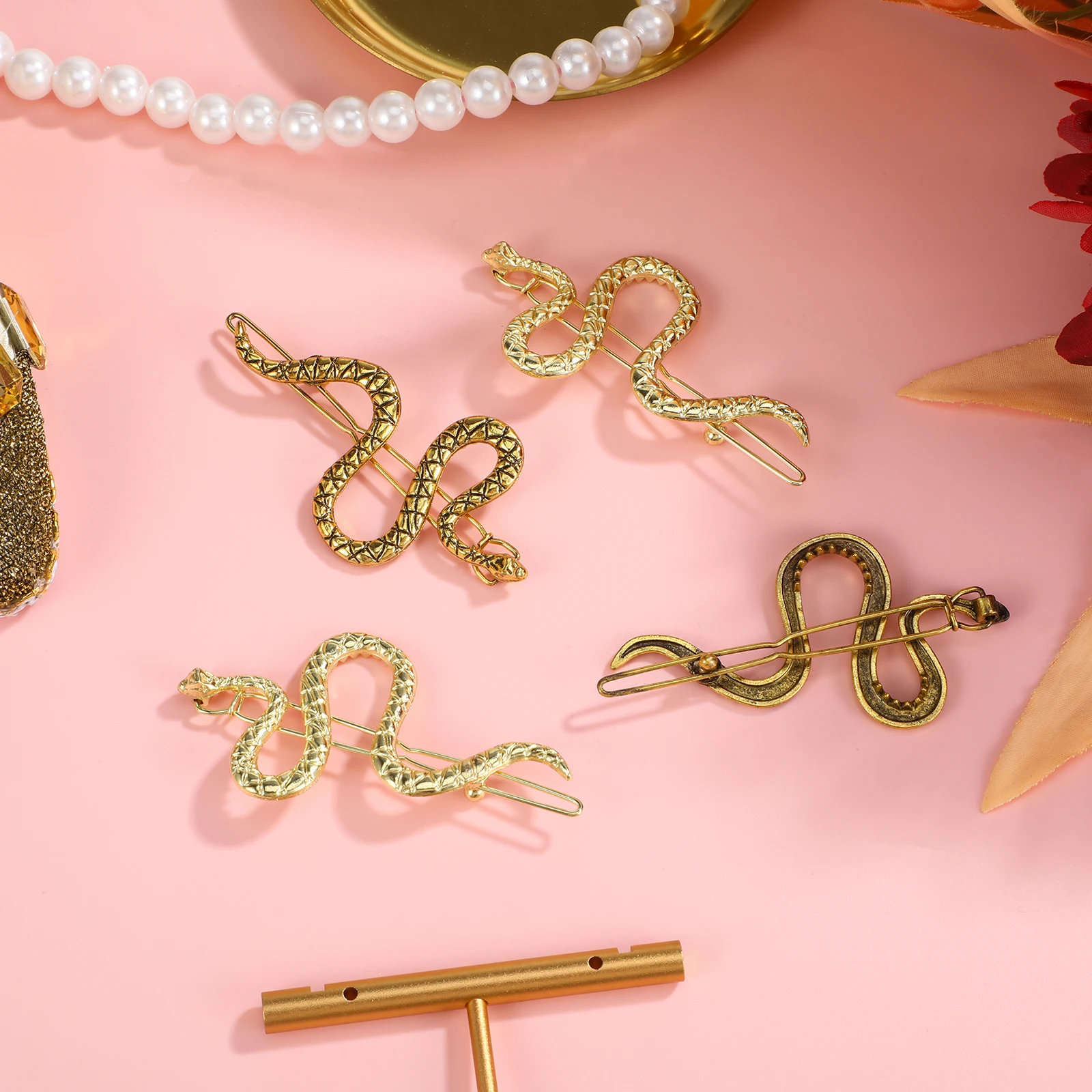 

4pcs S Shape Clips Metal Snake Hair Pin For Women Girls Golden Elegant Hair Accessory Barrettes Fashion Hairpins