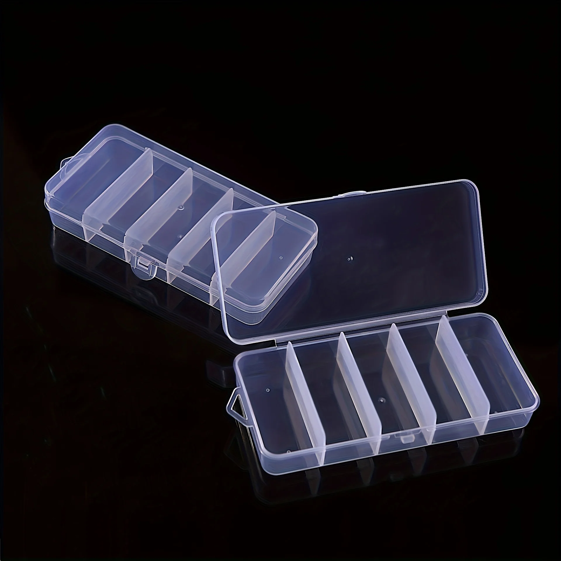 Transparente Aufbewahrungsbox mit 5 Gittern, DIY handgefertigte Teile, Kunststoffverpackungsbox, staubdichte Aufbewahrungsbox für Haarspange und kleines Zubehör – Detail 2