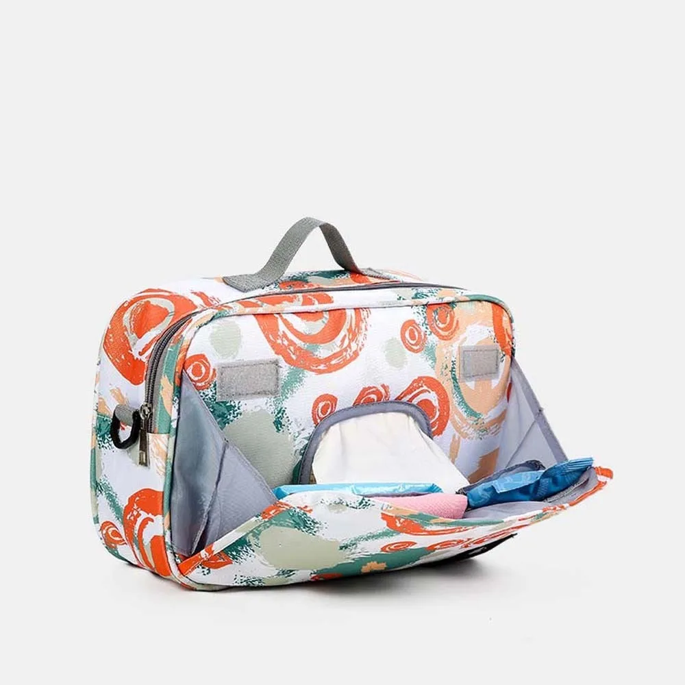 2 حجم حقيبة تخزين الحفاضات الناعمة سعة كبيرة رشاقته الأم النقل المنظم المطبوعة النايلون عربة طفل حقيبة للحمل يوميا #3