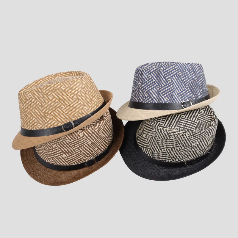 Korean Version Trendy Sun Hats British Hat Women's Men's Straw Hat Top Hats Jazz Hats Couple Beach Hat Fashionable and Versatile