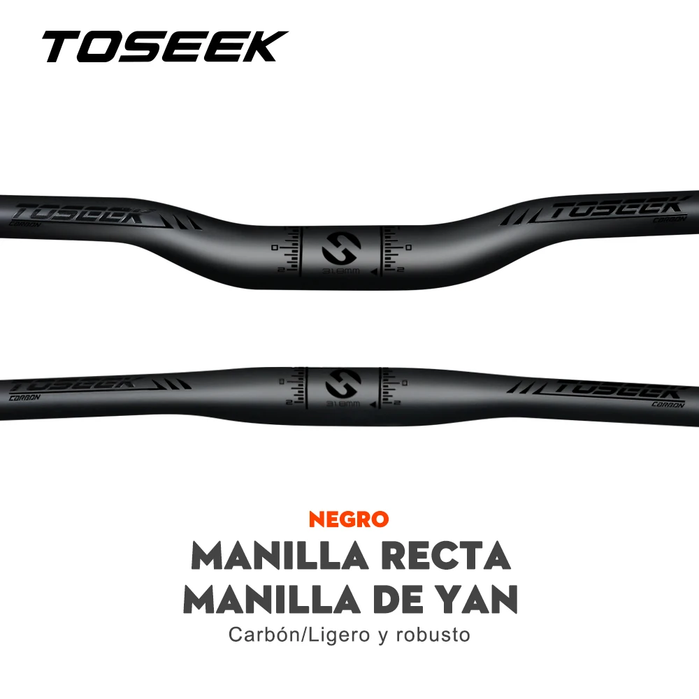 Manillar de bicicleta TOSEEK Mtb de carbono 31,8*580-720/740/760mm manillar negro mate para accesorios de bicicleta de montaña