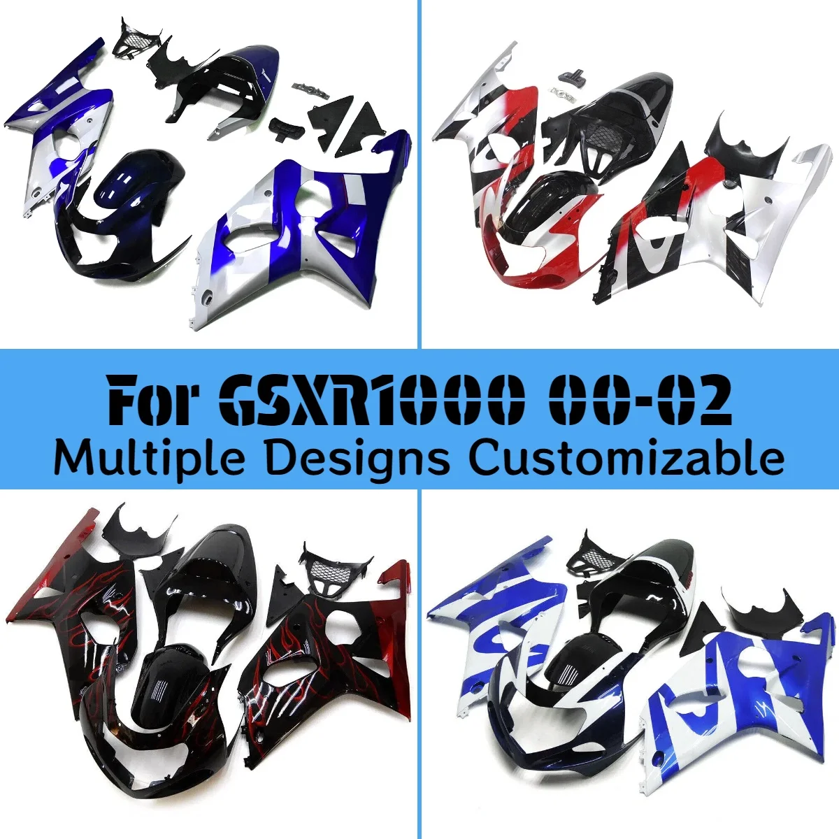 

Full Fairing Kit GSXR 1000 2000 2001 2002 Aftermarket ABS Plastic Motorcycle Customized Fairings for GSXR1000 00 01 02
