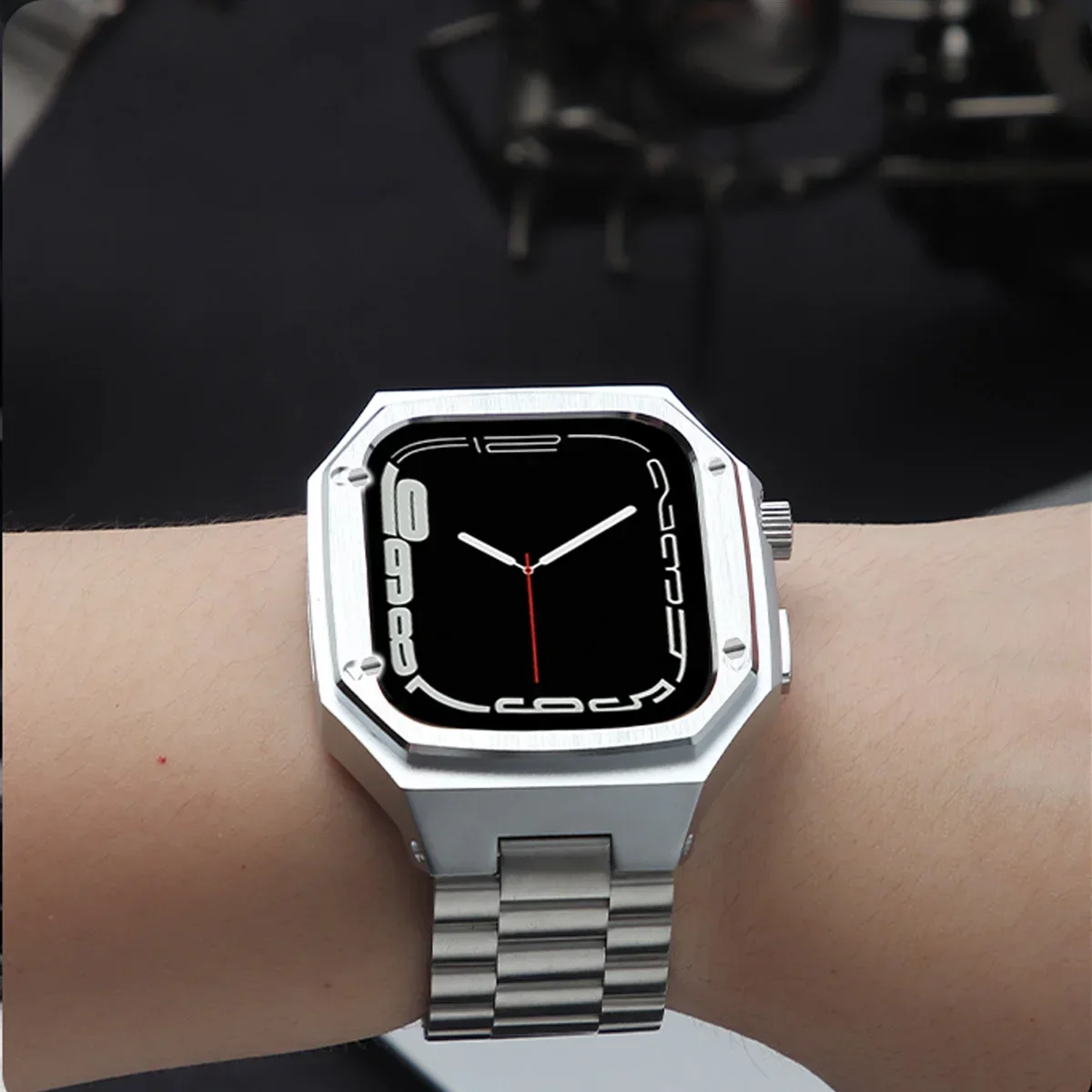 Luxury Metal Modification Kit for Apple Watch Apple Watch Series 11 S10 46mm Stainless Steel Strap+Case for IWatch S11 S10 42MM