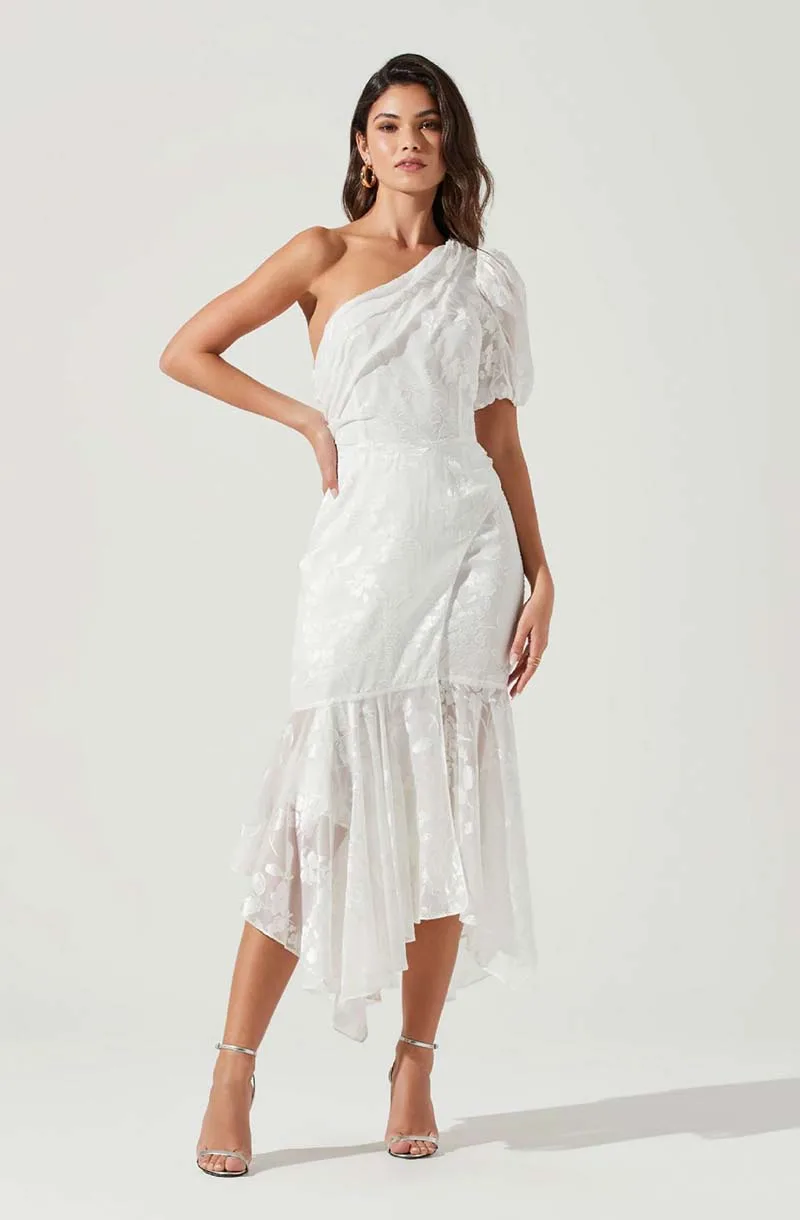 Eleganti abiti da sposa da donna con una spalla in pizzo bianco abiti da sera da damigella d'onore di loto di moda Sexy senza maniche Vestido De Noiva