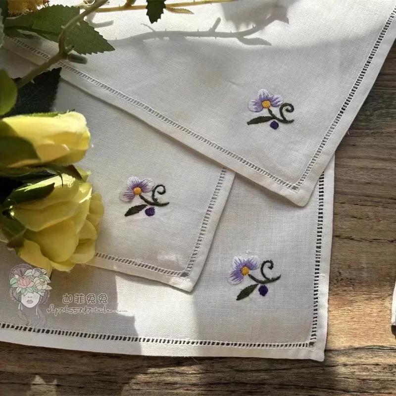 6pcs Handmade crochet crochet cross stitch small square handkerchief decoration cover towel placemat napkin cloth