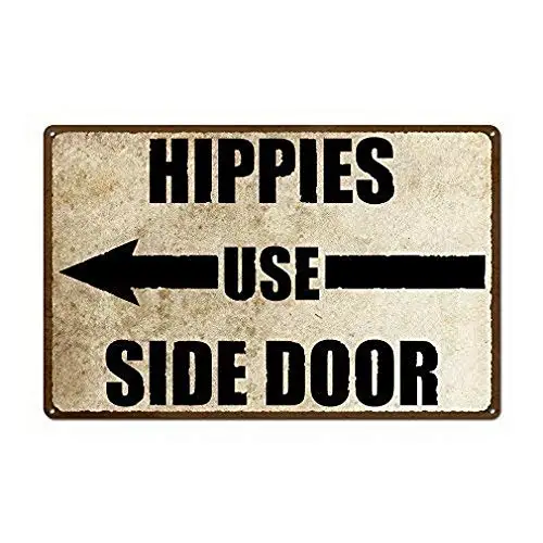 히피족용 사이드 문짝 왼쪽 포인트 금속 사인, 빈티지 재미있는 홈 장식, 금속 주석 사인 포스터, 벽 플라크, 12x8