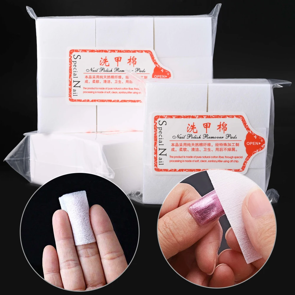 100% Nail Cotton Pads 100/500/600/1000cs Lint-Free Wipes for Nail Gel Polish Remover Nail Art Cleaning Tools 100% Cotton Wipes 3