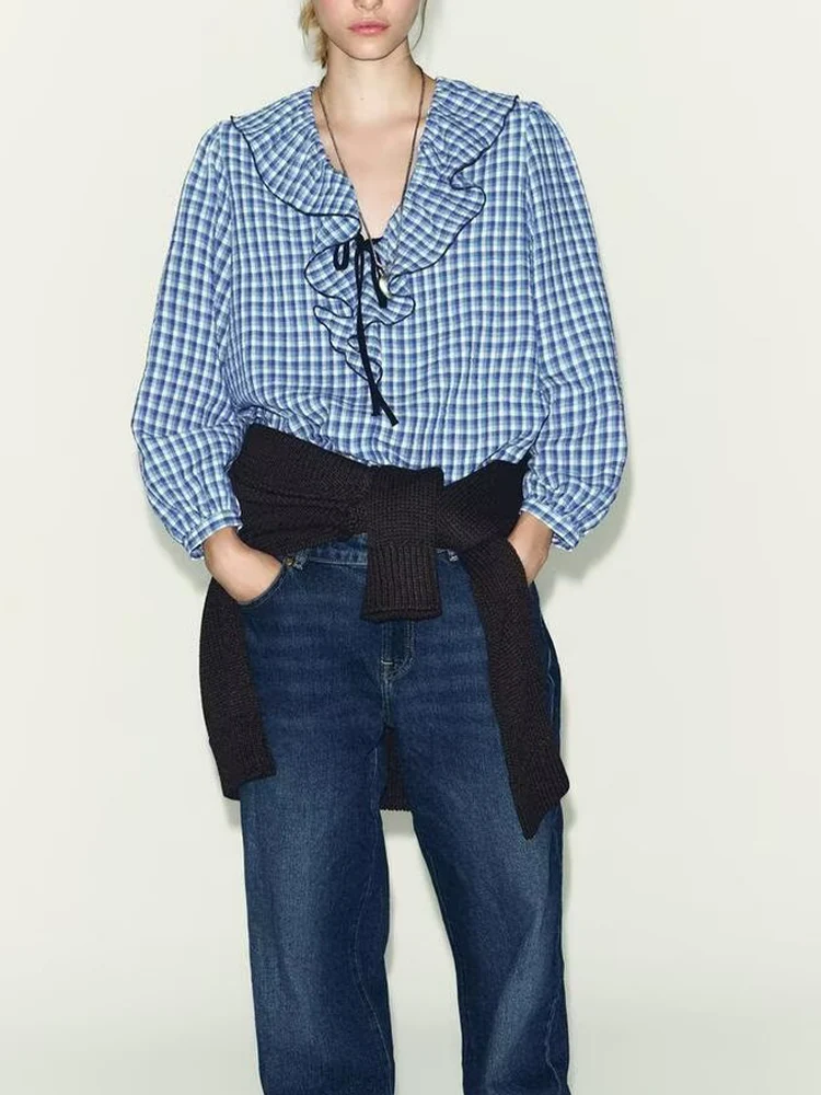 

Европейский и американский стиль, осенняя новая модная тенденция, повседневная женская одежда, дизайн, маленькая клетчатая многослойная декоративная рубашка