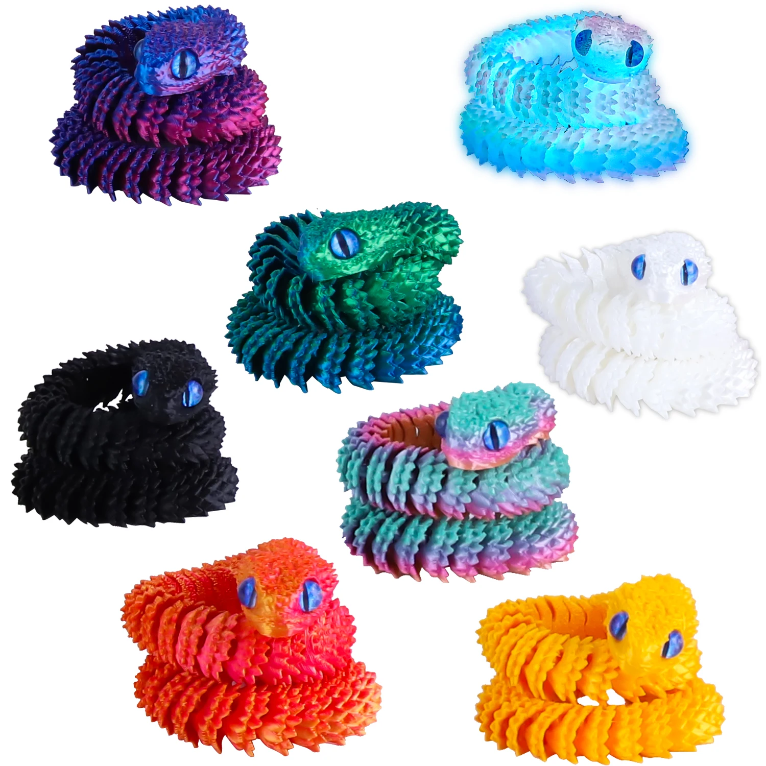 3D-Gedruckte Flexible Schlangenfigur, 30cm Realistische Bewegliche Gelenke, Artikulierte Tierskulptur, Heim- und Büro-Schreibtisch-Dekoration Geschenk