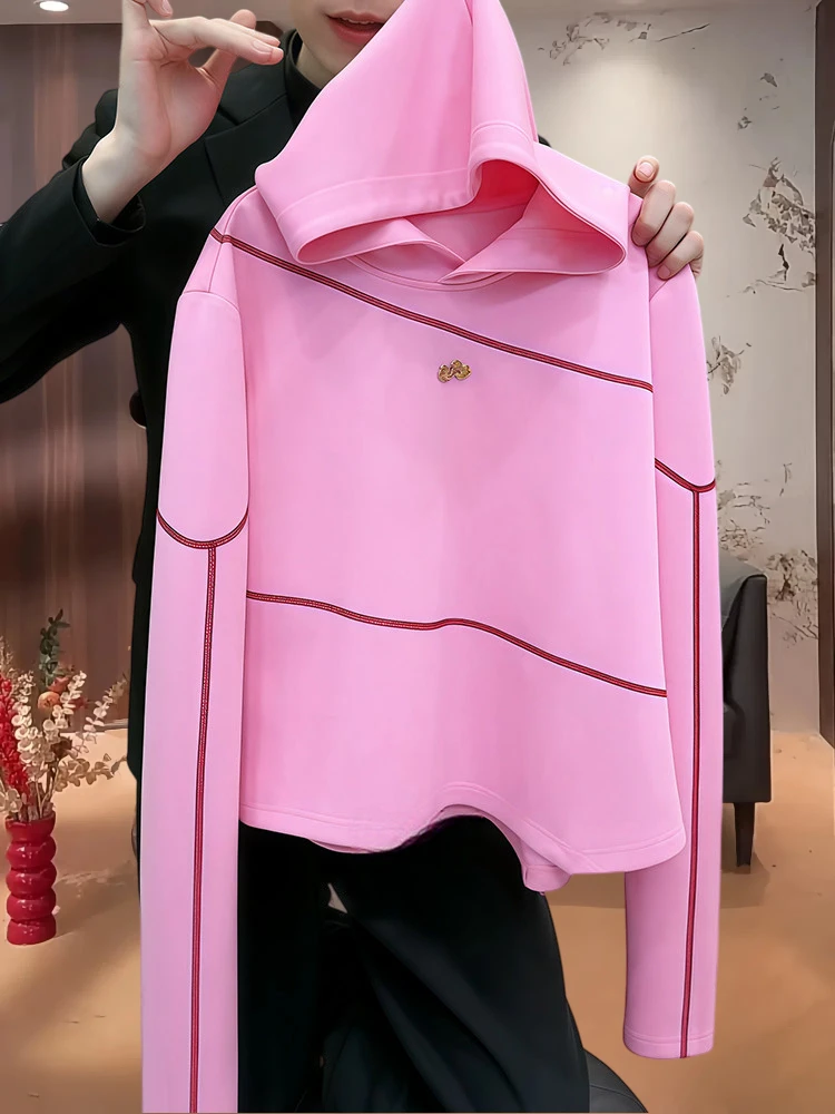 

Женская толстовка Ele mat Color Blo с длинным рукавом, приталенный крой, дизайн с эффектом стройности, весна-осень, европейский стиль, модная.