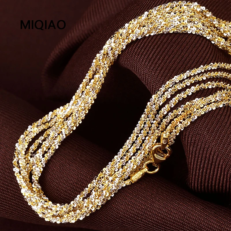 

MIQIAO 925 Sterling Silver Necklace Two Tone Chain Jewellery Women Trend 2024 Italy Silver 925 Real Choker Female High Quality
