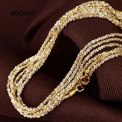 MIQIAO 925 Sterling Silver Necklace Two Tone Chain Jewellery Women Trend 2024 Italy Silver 925 Real Choker Female High Quality