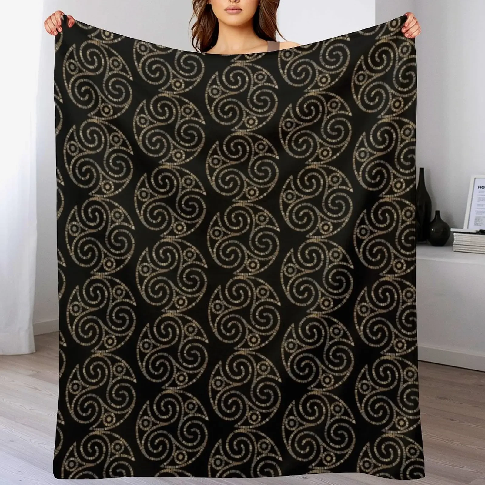 

Triskelion Celtic-Triple spiral symbol-Mosaic Patterns Throw Blanket Cute warm for winter Blankets For Sofas Blankets