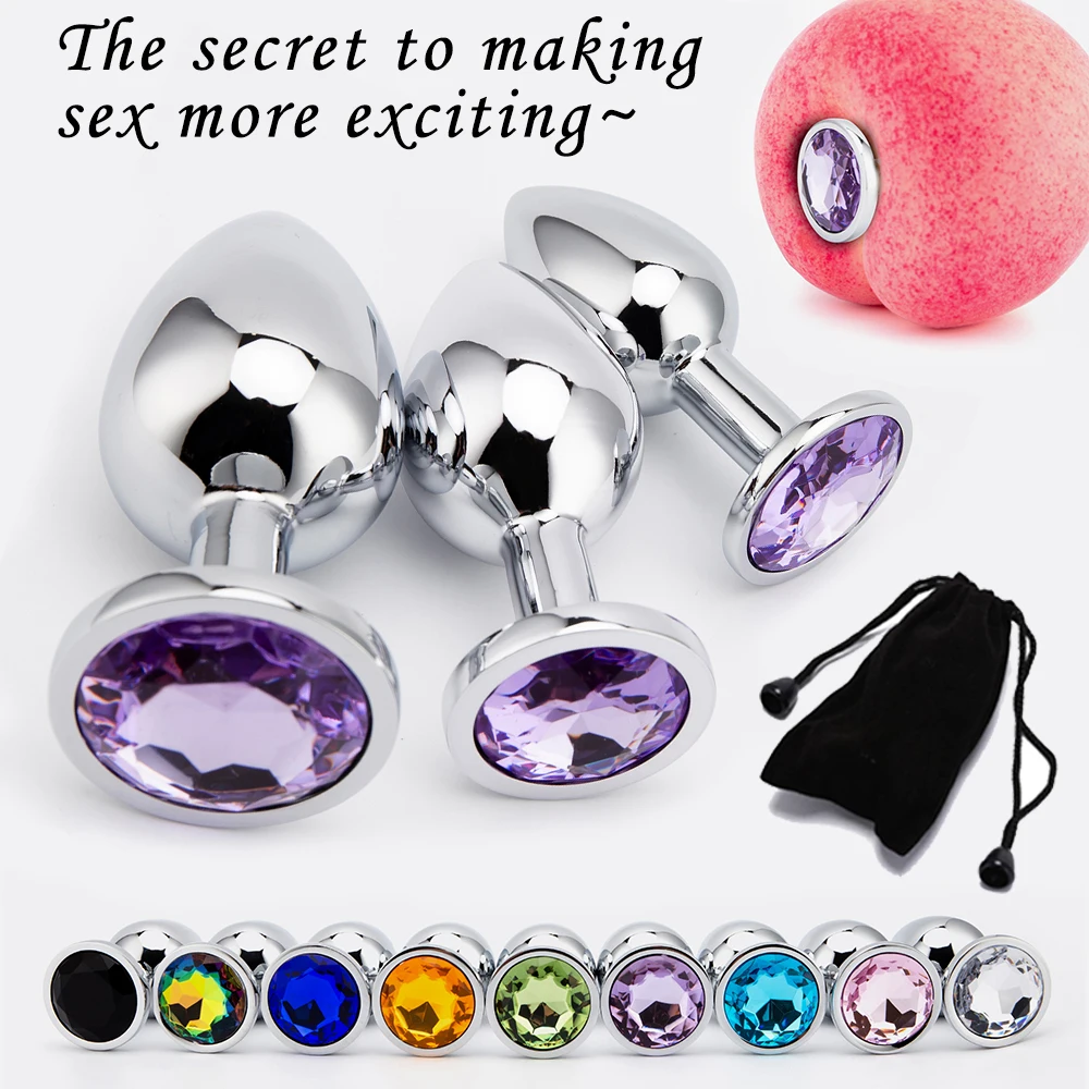 3 Sizes Anal Plug Mini Round Smooth Metal Stainless Steel Crystal Butt Plug Stimulator Smaller Sex Toys For Women Men Anus Plugs