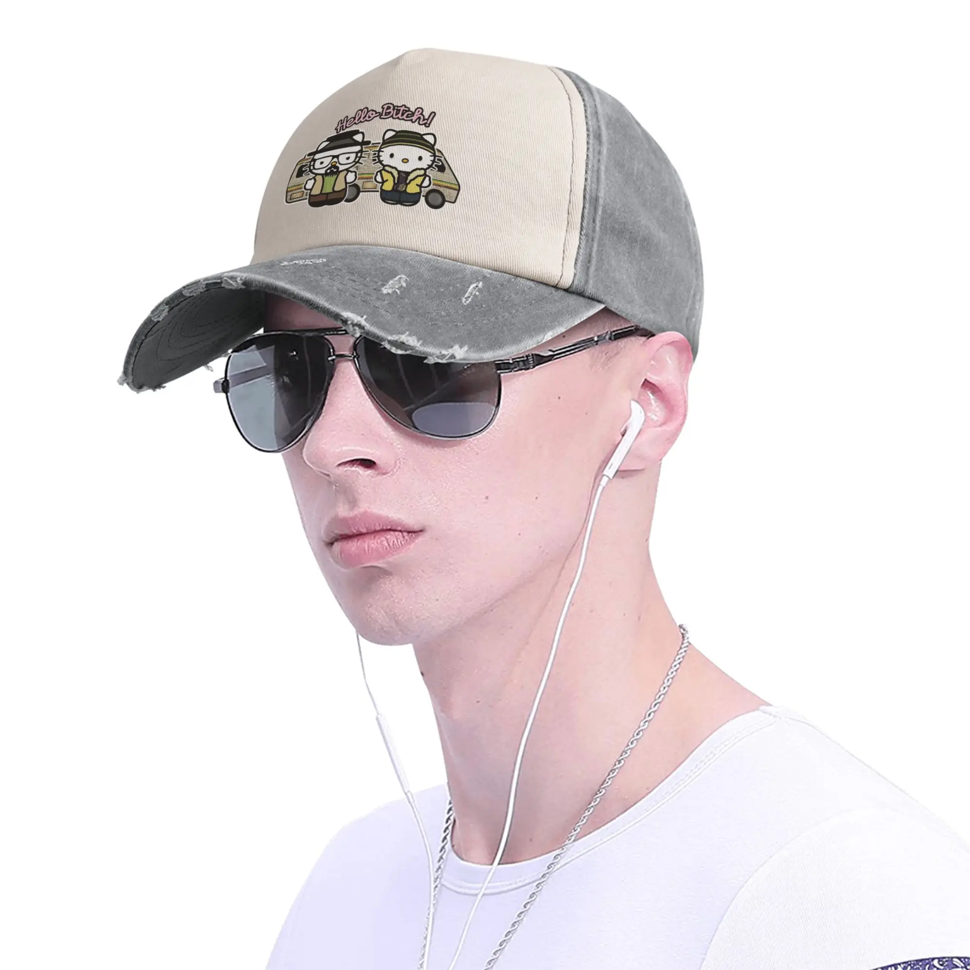 مرحبا جيسي كسر سيئة قبعات البيسبول خمر الدنيم غسلها كيتي الكرتون أغطية الرأس الرجال في الهواء الطلق تشغيل الغولف قابل للتعديل صالح القبعات