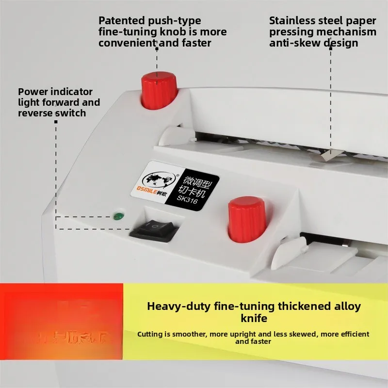 Heavy Duty Electric Business Card Cutting Machine with Micro Adjustment and Right Angle Size of 90 By 54mm for Cutting 300g