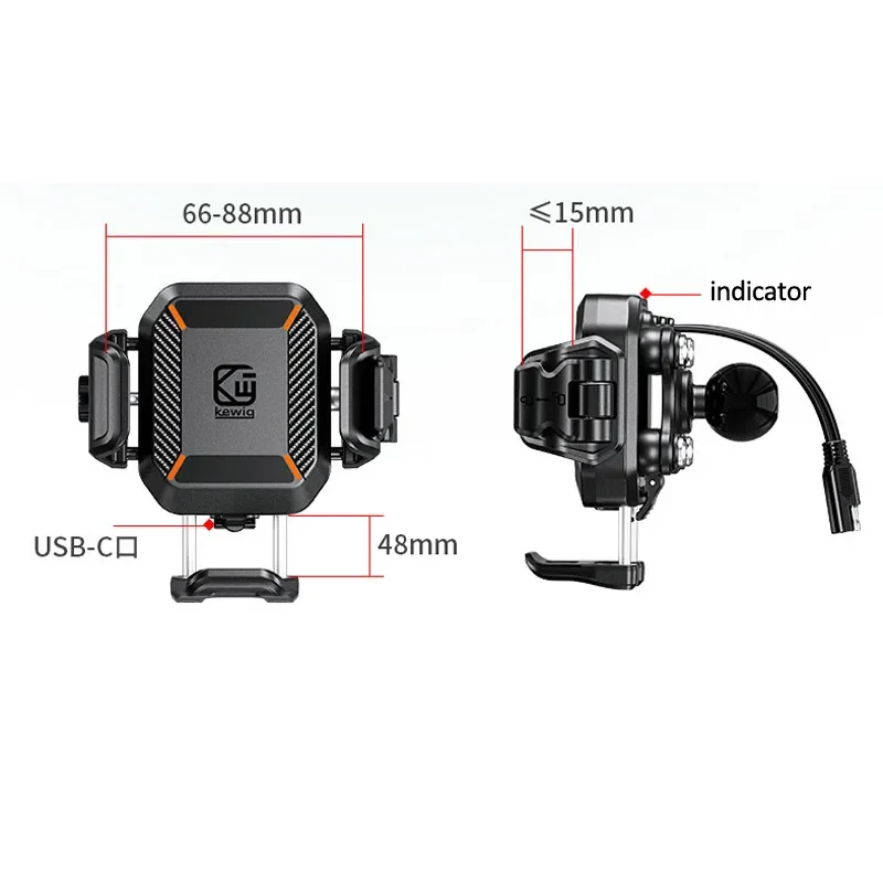 Shockproof Motorcycle Phone Holder 15W Wireless Charger & 36W USB C Fast Charging Motorbike Bicycle Bike Scooter Phone Stand image 6