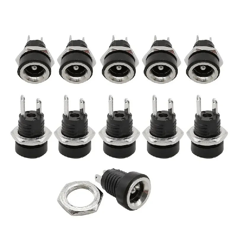 50pcs/lot DC022B 5.5x2.1mm DC Power Jack Socket Connector 2 Pin Female Panel Mount Adapter 5.5*2.1 mm DC Connector