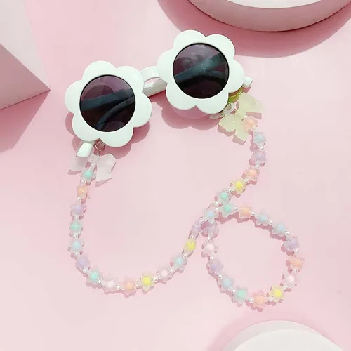 Moda amor perla encanto gafas cadena cordón niños Color caramelo acrílico arco con cuentas máscara titular cuello cuerda joyería para mujeres
