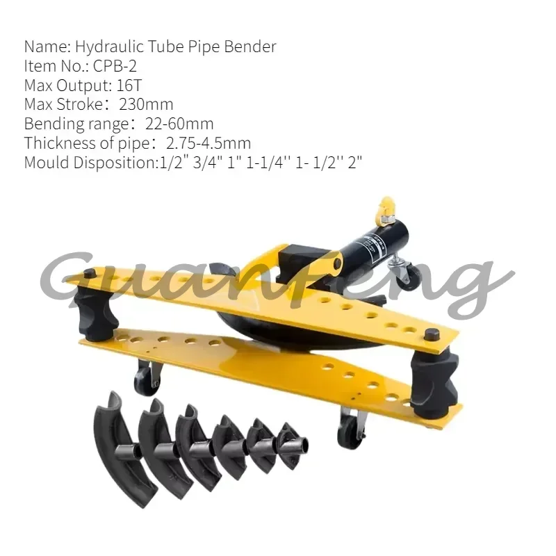 16 Ton Manual Hydraulic Tube Bender, 22-60mm Multifunctional Steel & Galvanized Iron Pipe Bending Tool