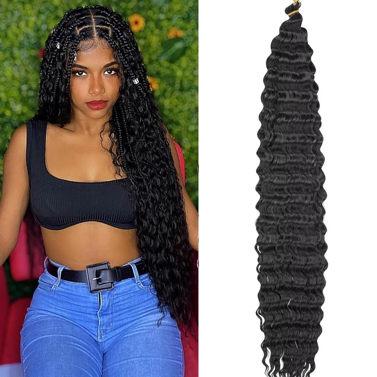 

Synthetic Ocean Wave Crochet Hair 32 inch Deep Wave Crochet Hair Deep Curly Braiding Hair Extensions Ocean Wave Braiding Hair