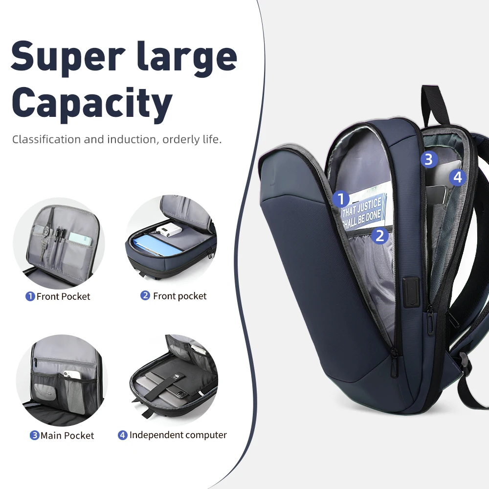 HK Business Backpack For Men Expandable Waterproof 17\