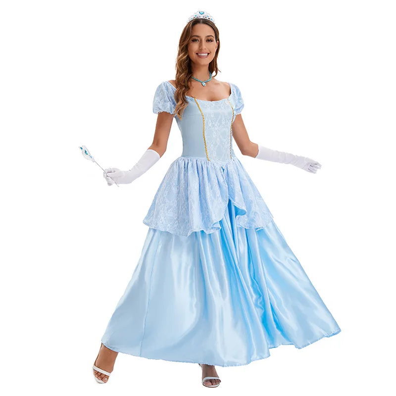 Live Shooting European And American Halloween Blue Palace Dress, Princess Sisi Fairy Tale Story Princess Dress Cosplay Costume