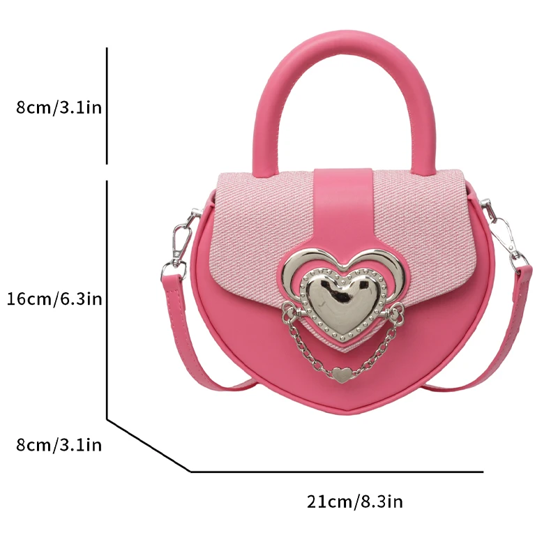 Pink Heart shaped Girl Heart Handheld Bag 2024 New Trendy and Fashionable Design for a Small Crowd Crossbody Bag Korean Popular