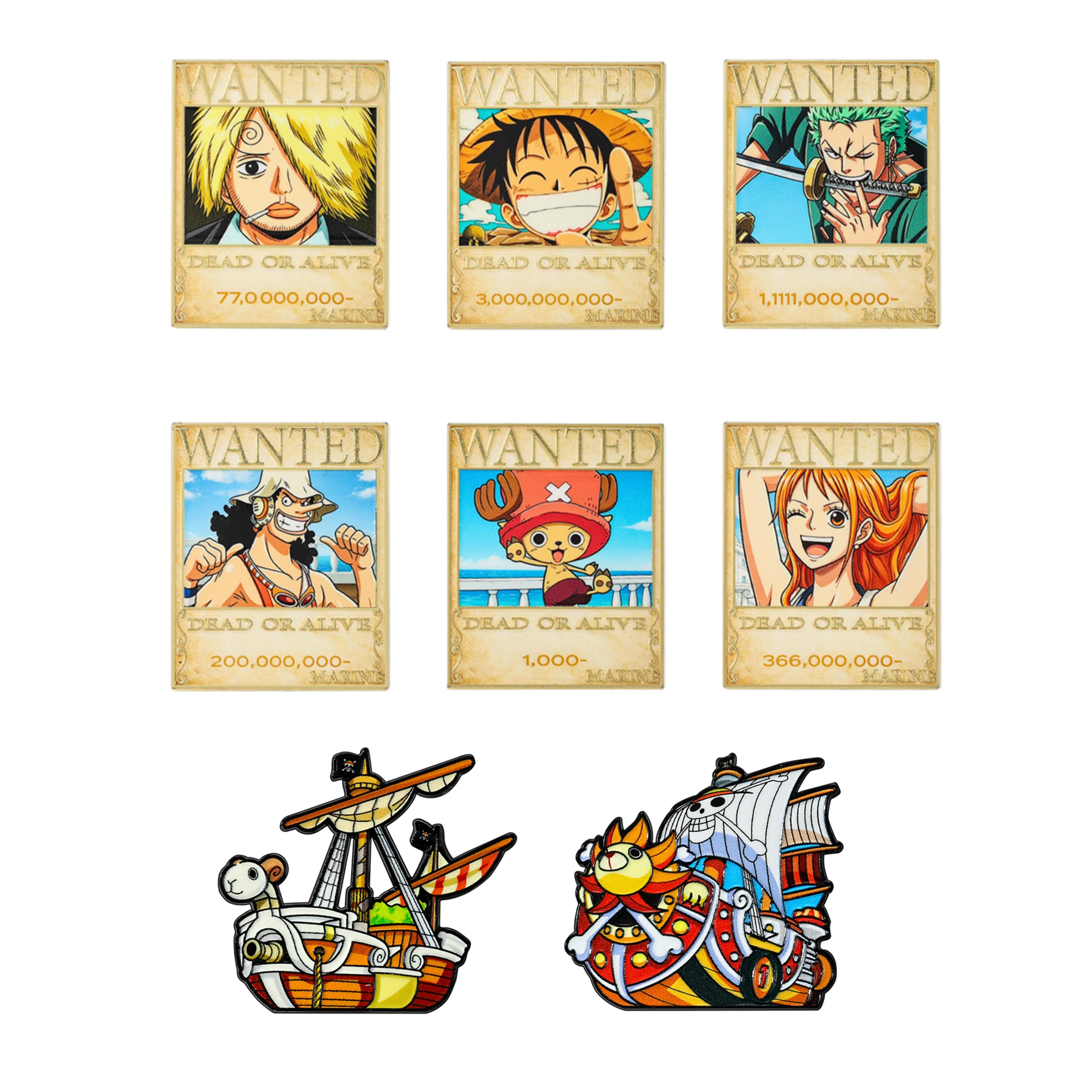 8-teiliges Anime Sunny & Going Merry Emaille-Pins-Set, Metall-Brosche, Abzeichen, Cartoon-Reversnadel für Kleidungszubehör – Detail 3