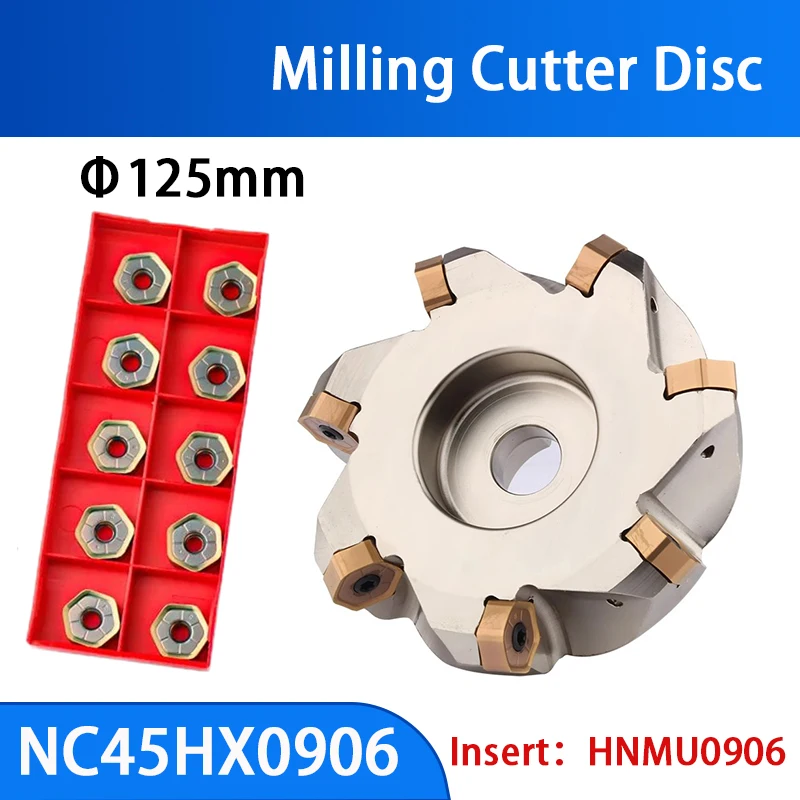 NC45HX0906 125mm diameter fast feed face milling cutter disc suitable for HNMU0906 double-sided hexagonal CNC milling inserts