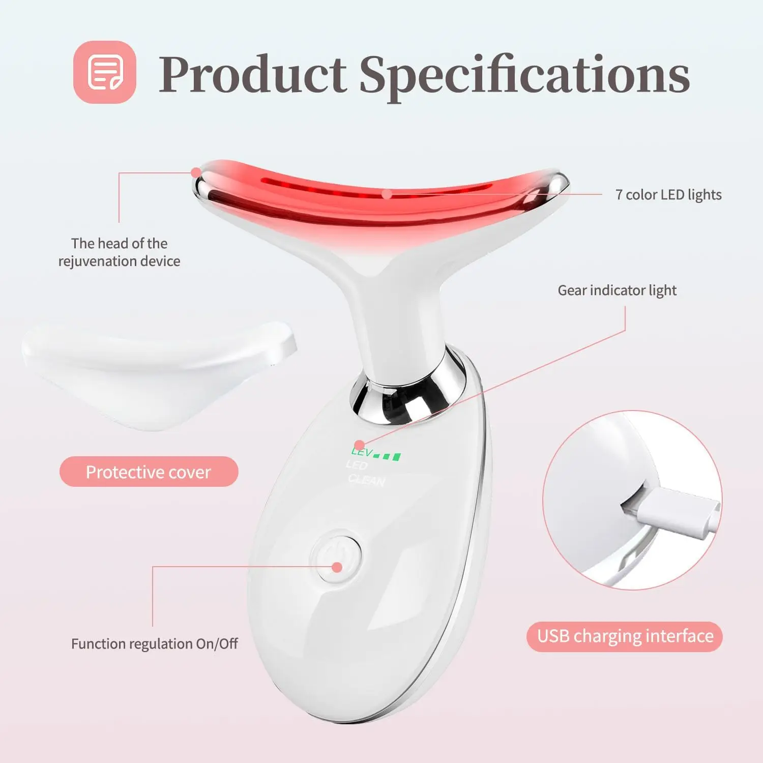 Masseur de Lifting du visage et du cou LED 7 couleurs, outil de sculpture du visage à microcourant, Machine de rajeunissement de la peau pour les soins quotidiens de la peau