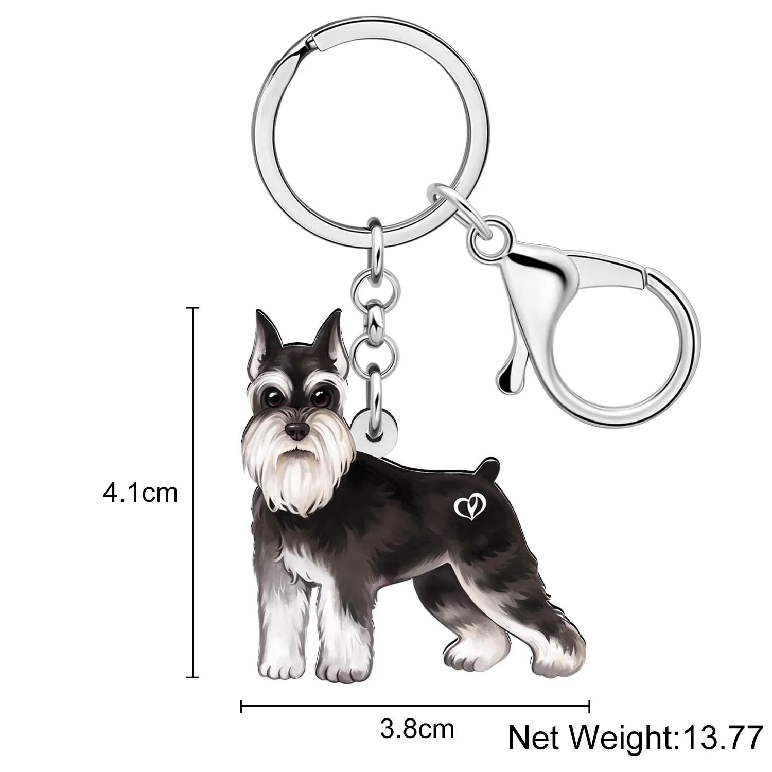 BONSNY Acrylic Schnauzer Dog Puppy Key Chains Key Chain For Women Kids Charm Pets Jewelry Key Ring Car Purse Accessory Gifts