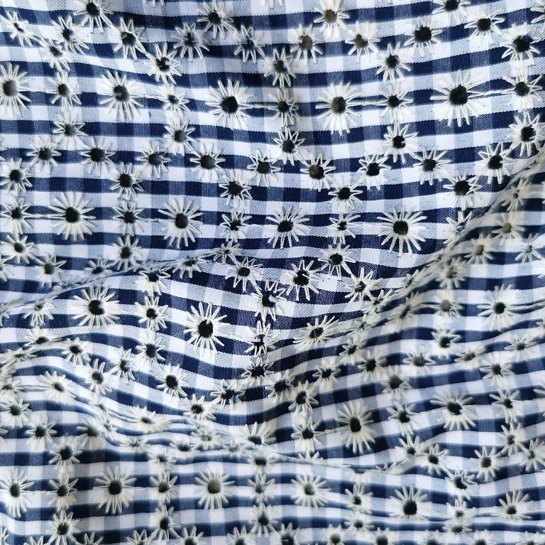 

Новая ткань в клетку с вышивкой и ажурным узором, классическая модная ткань в клетку для пошива одежды и детской одежды