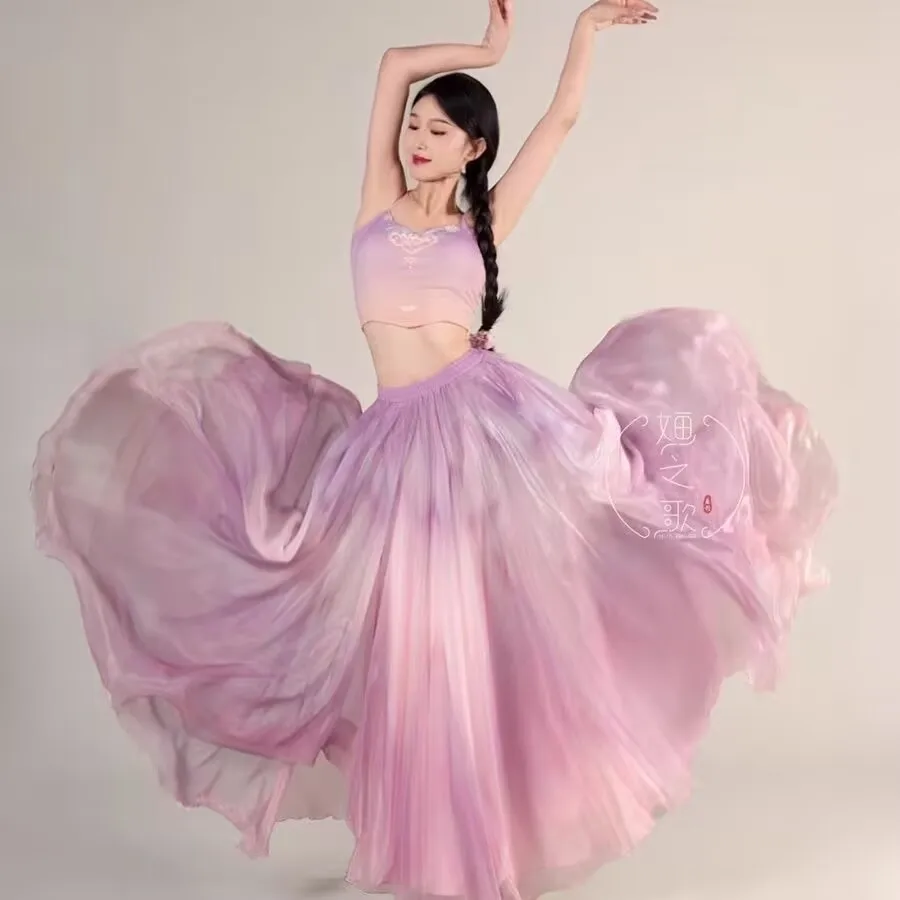 

Classical Dance Costume with 720 Degree Skirt Ethnic Dance Practice Performance Clothing Fairy Atmosphere Long Skirt