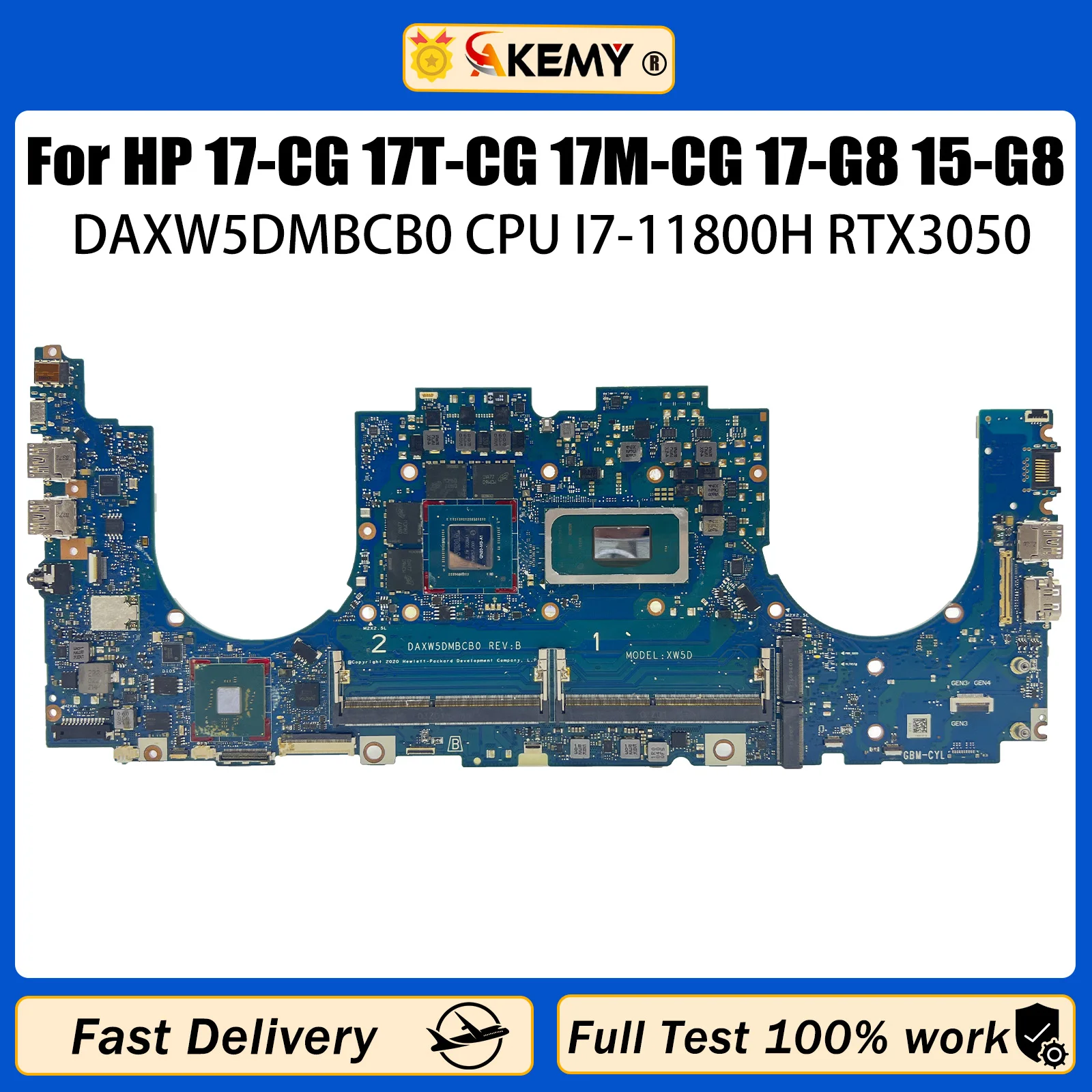 

AKEMY DAXW5DMBCB0 For HP 17-CG 17T-CG 17M-CG 17-G8 15-G8 Laptop Motherboard With I7-11800H RTX3050 V