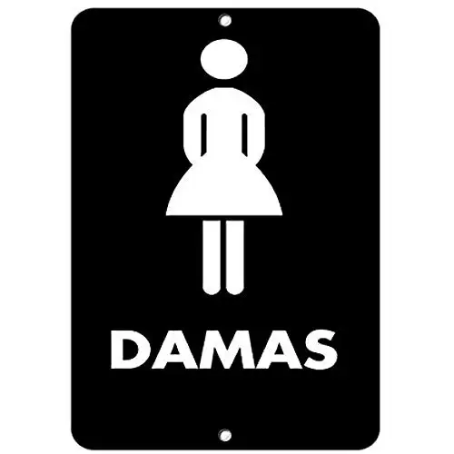 Vintage Look Reproduction Metal Sign Damas Style 1 Ada Bilingual Signs,Club Bar Drinking Home Wall Decor Wall De