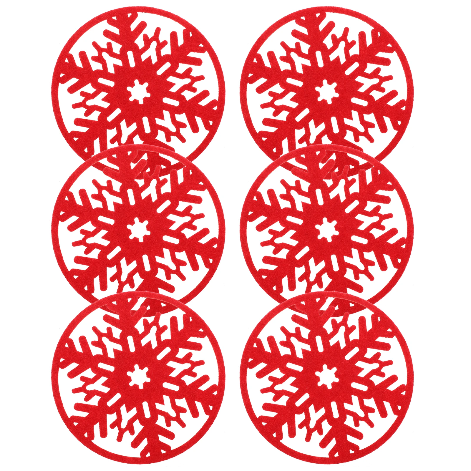 

Fake Snow Christmas Insulated Coaster Round Dining Table Xmas Felt Coasters with Holder Decor
