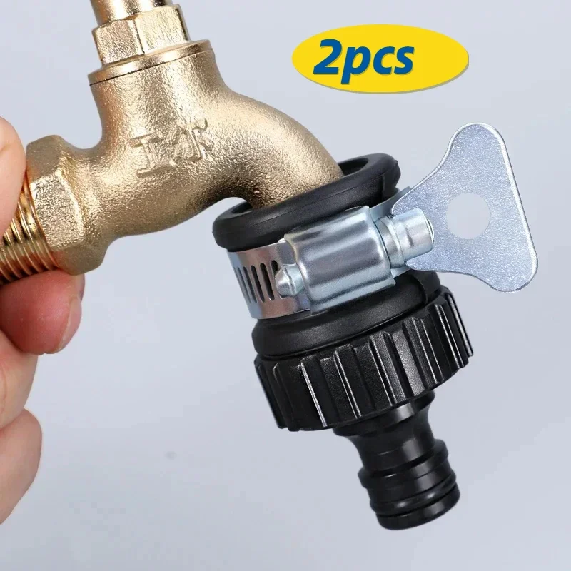 2pcs Durable Universal Water Faucet Adapter Plastic Hose Fitting Quick Connect Fitting Tap for Car Washing Garden Irrigation