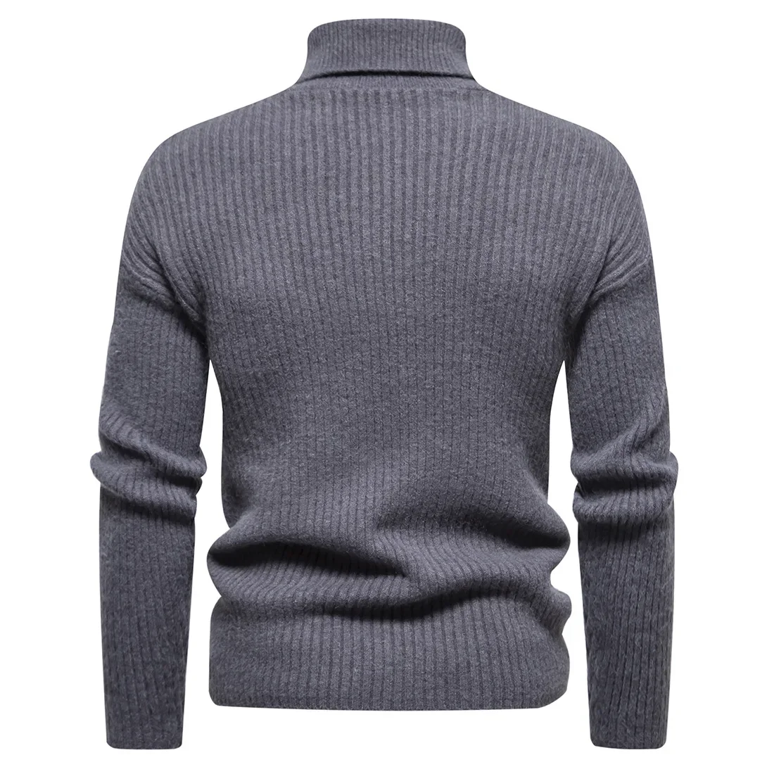 Pull en tricot décontracté à col roulé pour hommes, pulls chauds, document solide, tendance, automne, hiver