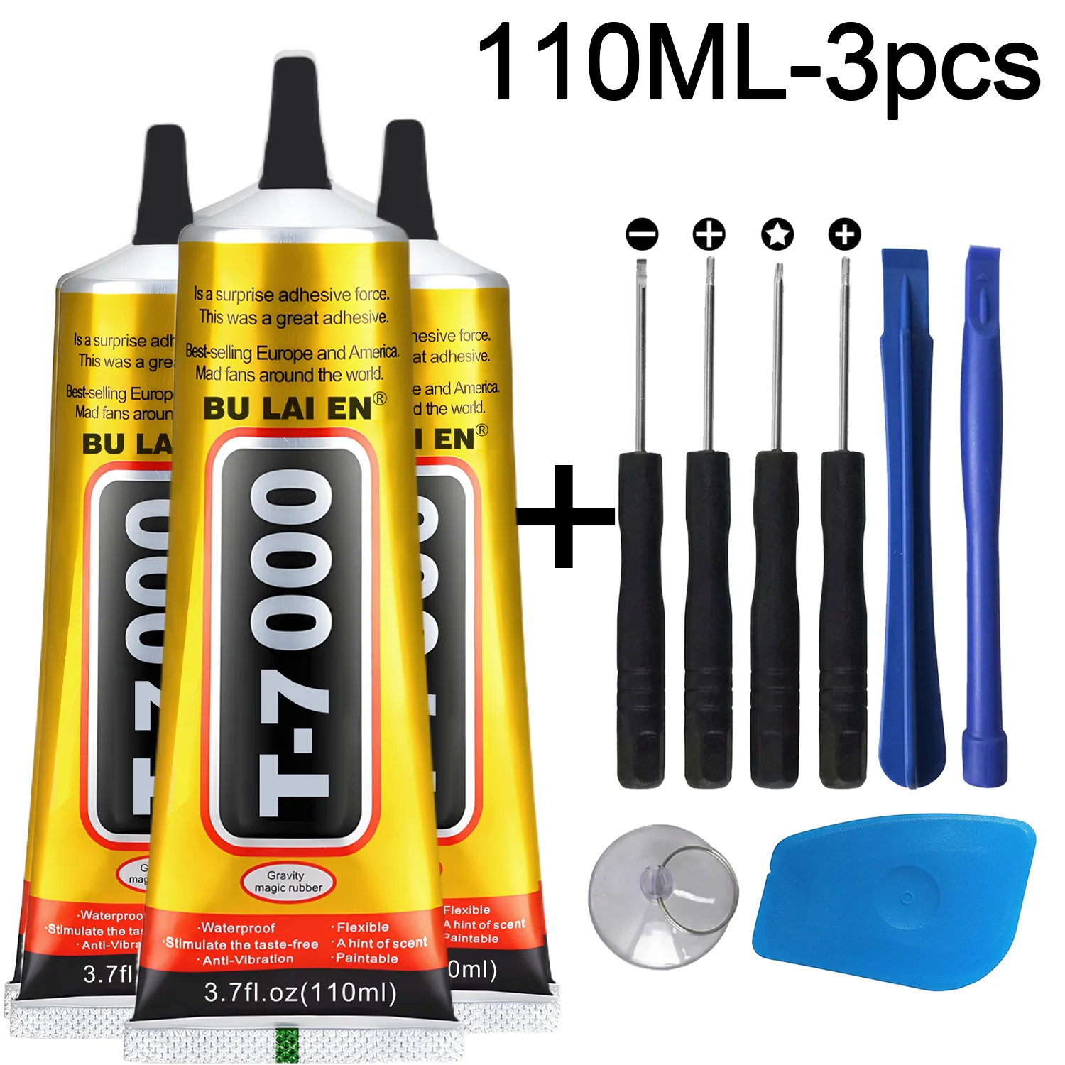 B7000/T7000 Lijm voor mobiele telefoonschermen, zeer sterke waterdichte lijm, 8in1 universeel telefoonglasverlijmingsmiddel, universele telefoondemontage openingsscherm reparatiegereedschapsets.