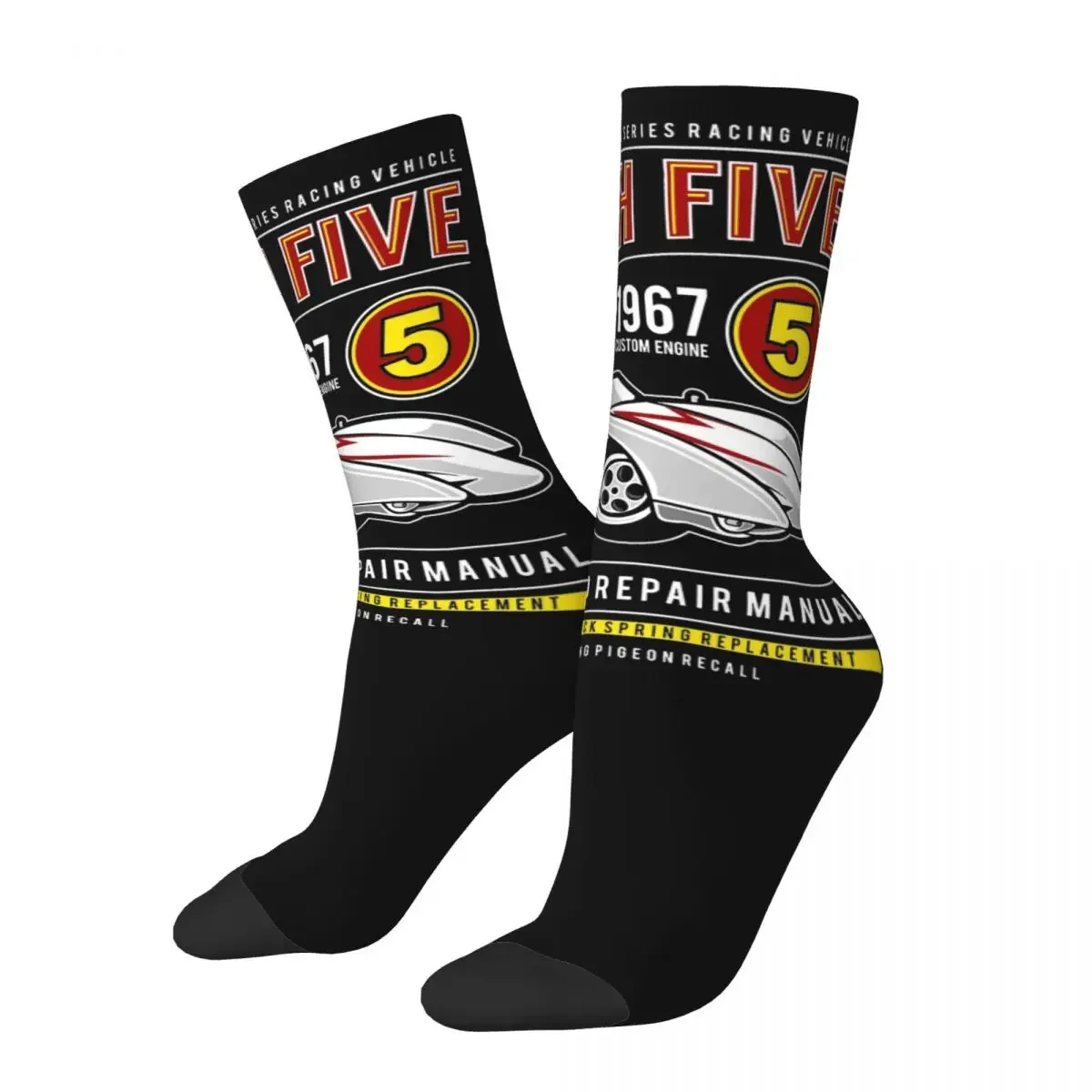 Happy Funny Men's Socks Casual Mach Five Speed Racer Sock Skateboard Women's Stockings Spring Summer Autumn Winter