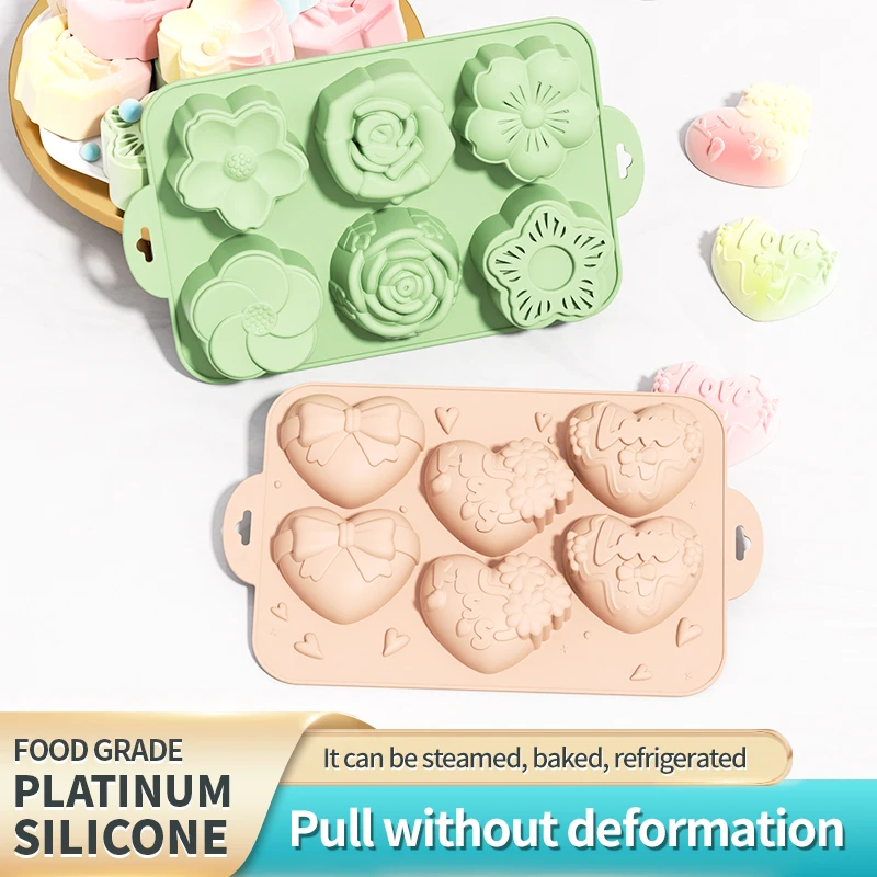Silicone Soap Mold,Heart Flower Mold with Different Shapes,Perfect for Soap Making,Handmade Cake Chocolate Biscuit Pudding Jelly