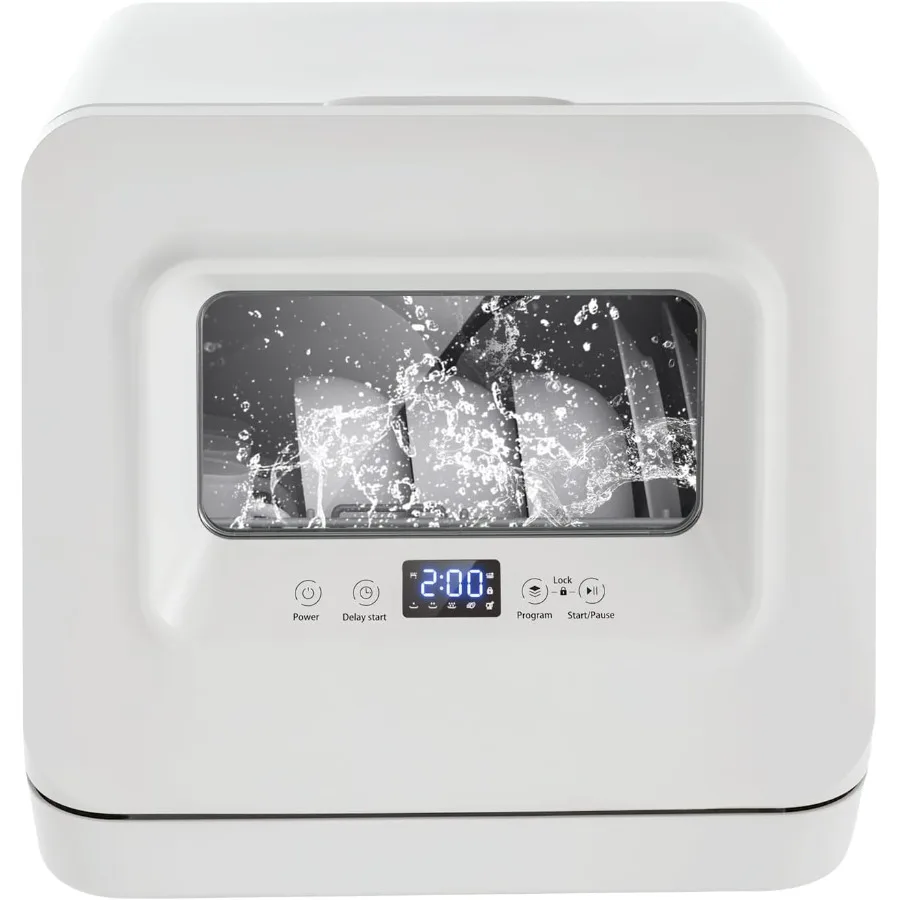 

Настольная посудомоечная машина с впускной трубой для воды и соединителем Компактная белая посудомоечная машина для небольших квартир Эффективная уборка и