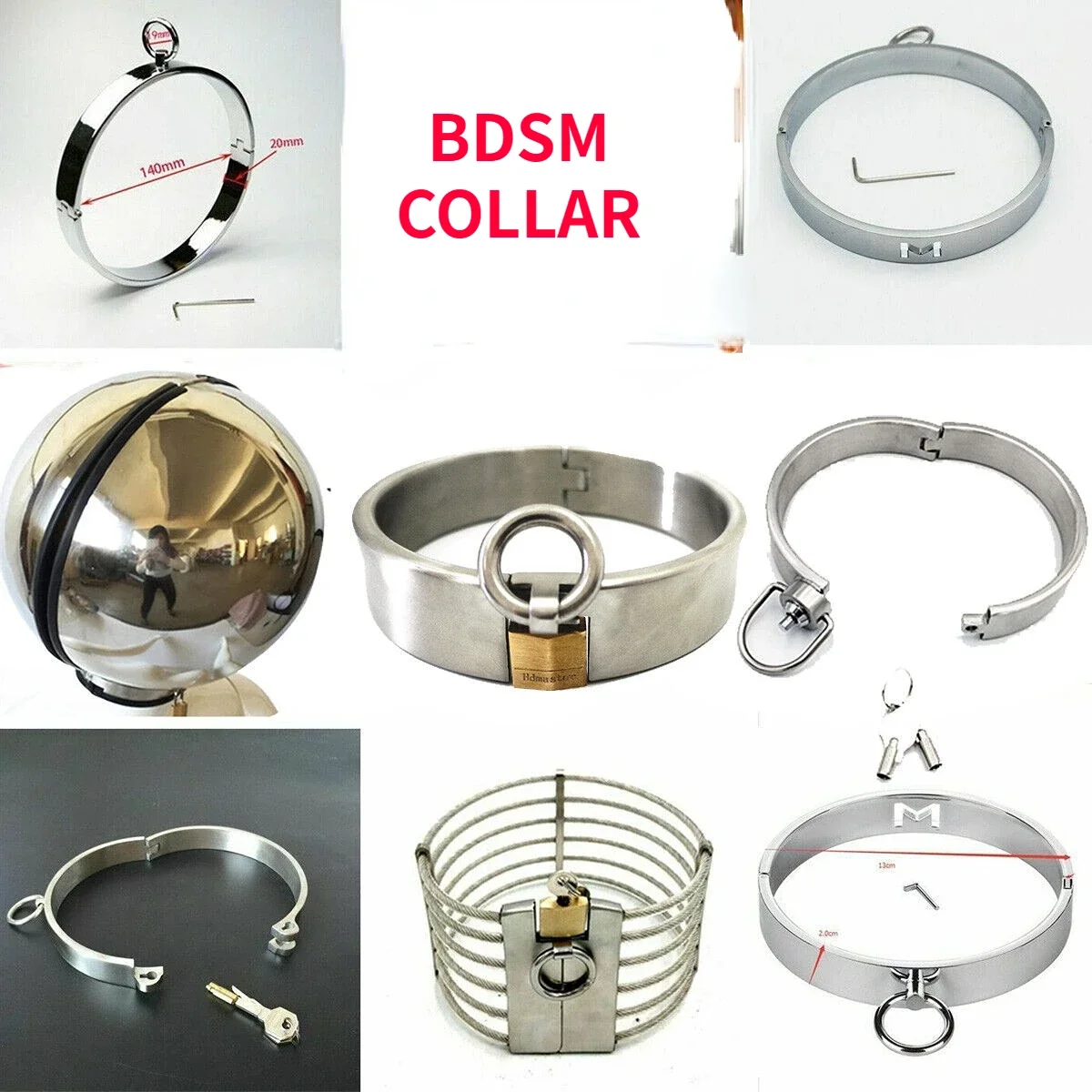 Stainless Steel Collar Lockable Dog Slave Neck Collar Metal Choker Headgear Restraint BDSM Cosplay Adult Toys Sex Toy for Man