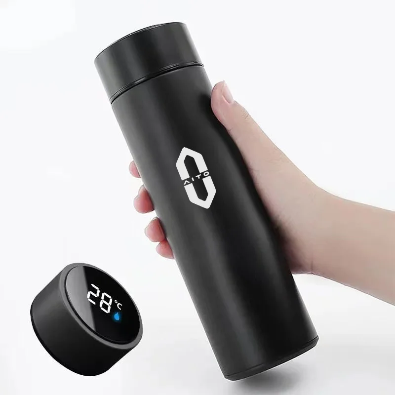 For AITO M5ev M7 M5 M9 2023 2024 2025 Car Interior Accessories 500ML Portable Stainless Steel Water Bottle Water Cup Travel Mug